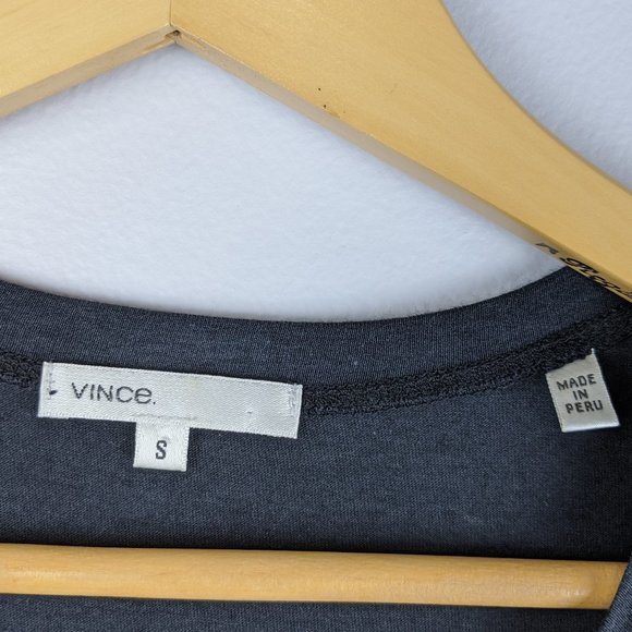 Vince Black V-Neck Short Sleeve Cotton T-Shirt S - Picture 2 of 6